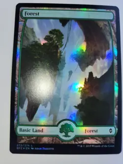 MINT UNPLAYED FOREST MTG 272 BFZ FOIL BASIC LAND FREE TOP LOADER QIMIRA - Image 1