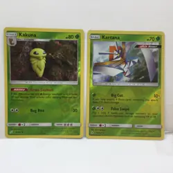 2019 POKEMON 2X CARD LOT KAKUNA 4/181 & KARTANA 19/214 RARE REVERSE HOLO NM TCG - Image 1