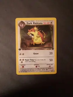 Pokemon Card Team Rocket 1st Edition Regular Finish Dark Raticate 51/82 VLP-NM . - Image 4