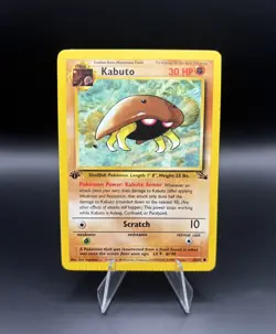 Kabuto 50/62 First Edition Fossil CRIMP ERROR - Pokemon Card NM/LP - Image 1