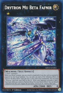 Yu-Gi-Oh! Drytron Mu Beta Fafnir Prismatic Secret Rare MP22-EN084 - Image 1