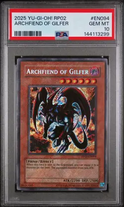 2025 YU-GI-OH! RP02 ARCHFIEND OF GILFER PSA 10 - Image 1