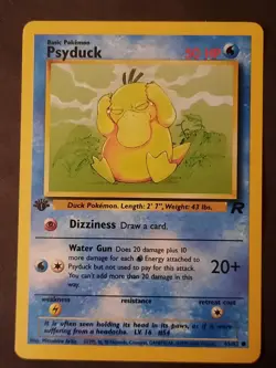 Pokemon Card TCG Psyduck 65/82 1st edition team rocket card VLP-NM - Image 1