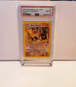 POKEMON CARD GYM CHALLENGE Blaine's Charizard 2/132 HOLO FOIL RARE PSA 8 NM-MINT - Image 1