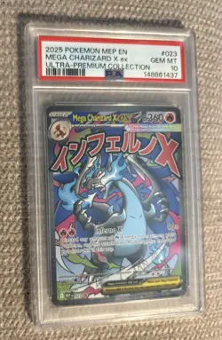 2025 Pokemon Black Star Promo Mega Charizard X EX card graded as a PSA 10 - Image 1