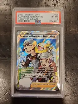 Pokemon Breeder's Nurturing #188 PSA 8 Darkness Ablaze Full Art 2020 Pokemon - Image 1