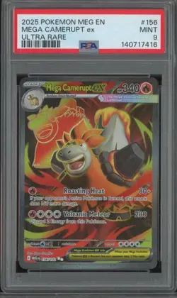 2025 Pokemon Mega Evolution MEGA CAMERUPT EX #156 Ultra Rare Holo PSA 9 JA609 - Image 1