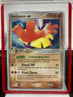2005 Vintage Pokemon Hariyama ex 100/107 Deoxys Ultra Rare Holo Heavily-Used - Image 1