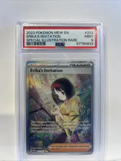 PSA 9 Mint 2023 Pokemon Mew En Erika's Invitation Special Illustration Rare #203 - Image 1