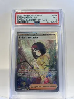 PSA 9 Mint 2023 Pokemon Mew En Erika's Invitation Special Illustration Rare #203 - Image 2