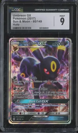2017 Pokemon Sun & Moon UMBREON GX #80 Full Art Holo CGC 9 Mint JA609 - Image 1