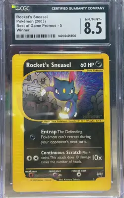 Rocket's Sneasel Promo #5 2003 Pokemon Best Of Game Winner Stamp CGC 8.5 - Image 1