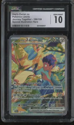 2025 Pokemon Journey Together HOP'S ZACIAN EX 186 Illustration Rare CGC 10 JA609 - Image 1