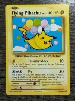 POKEMON NON HOLO FLYING PIKACHU 111/108 RARE EVOLUTIONS + NEW ARCEUS SLEEVE LP - Image 1