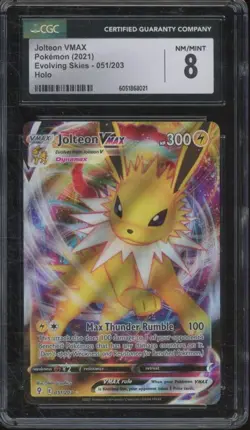2021 Pokemon Evolving Skies JOLTEON VMAX #051 Holo Full Art CGC 8 JA609 - Image 1