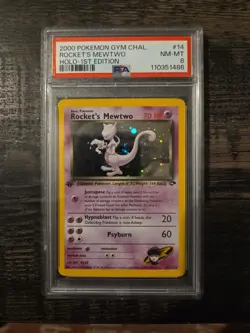 Pokemon Rocket's Mewtwo 14/132 Gym Challenge Holo 1st edition PSA 8 - Image 1