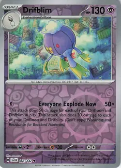 Drifblim Reverse Holo 061/142 Uncommon SV07: Stellar Crown NM Pokemon - Image 1