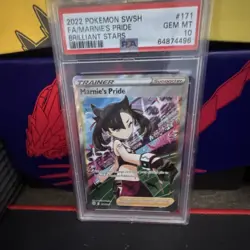 Pokemon Marnie's Pride Full Art Holo Ultra Rare Brilliant Stars 171/172 PSA 10 - Image 1