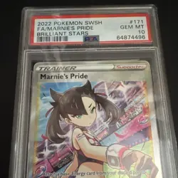 Pokemon Marnie's Pride Full Art Holo Ultra Rare Brilliant Stars 171/172 PSA 10 - Image 3