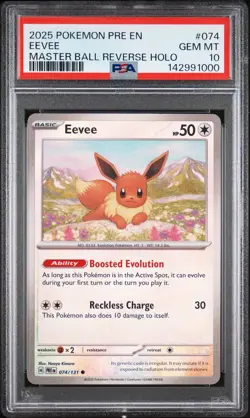 Eevee 074/131 PSA 10 Prismatic Evolutions MASTER BALL Holo Pokemon - GEM MINT - Image 1