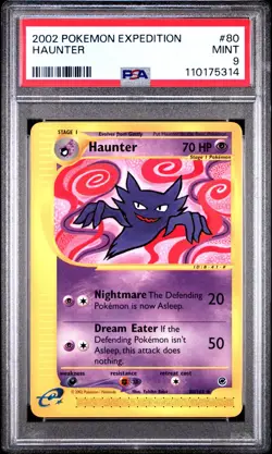 2002 Pokemon Expedition Uncommon 80 Haunter PSA 9 Mint Graded Card - Image 1