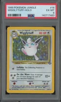 1999 Pokemon Jungle WIGGLYTUFF #16 Holo Foil Vintage PSA 6 EX-MT JA608 - Image 1