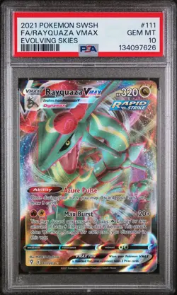 2021 POKEMON SWORD & SHIELD EVOLVING SKIES #111 FULL ART/RAYQUAZA VMAX PSA 10 - Image 1