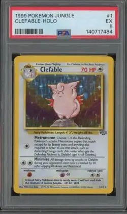 1999 Pokemon Jungle CLEFABLE #1 Holo Foil Vintage PSA 5 Excellent JA608 - Image 1