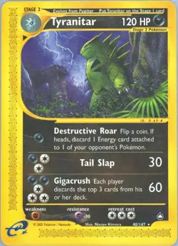 PSA 10 Tyranitar Non Holo - 40/147 - Aquapolis - Pokemon - Read Description - Image 2