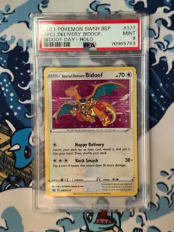2021 Pokemon Swsh Black Star Promo 177 Special Delivery Bidoof Day Psa 9 Mint - Image 1