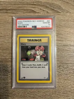 Pokemon TCG Mary Neo Genesis 87 2000 Regular 1st edition Rare PSA 10 Gem Mint - Image 1