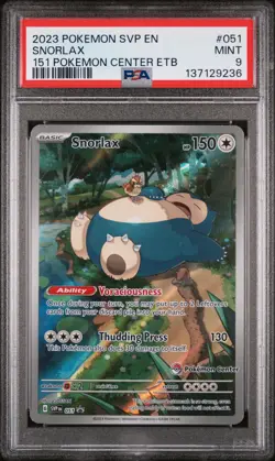 2023 POKEMON 151 POKEMON CENTER ELITE TRAINER BOX PROMO SVP #051 SNORLAX PSA 9 - Image 1