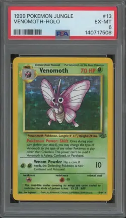1999 Pokemon Jungle VENOMOTH #13 Holo Foil Vintage PSA 6 EX-MT JA608 - Image 1