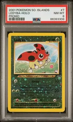 2001 POKEMON SOUTHERN ISLANDS PROMO #7 LEDYBA-HOLO PSA 8 - Image 1
