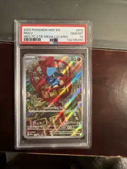 2025 Pokemon Mega Evolution Pokemon Center ETB Promo #010 Riolu PSA 10 - Image 1