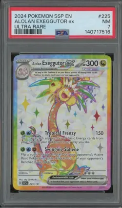 2024 Pokemon Surging Sparks ALOLAN EXEGGUTOR EX #225 Ultra Rare Holo PSA 7 JA608 - Image 1