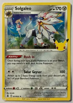 Pokemon Solgaleo 021/025 Celebrations Promo Holo Rare Stage 2 170HP - Image 1