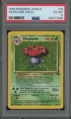 1999 Pokemon Jungle VILEPLUME #15 Holo Foil Vintage PSA 6 EX-MT JA608 - Image 1