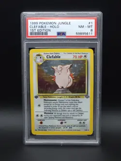 1999 Pokemon Jungle Clefable 1/64 Holo 1st EDITION PSA 8 - Image 1