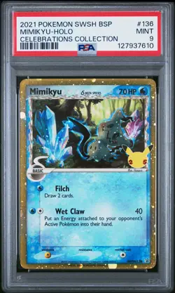 2021 POKEMON SWSH BLACK STAR PROMO CELEBRATIONS COLL #136 MIMIKYU-HOLO PSA 9 - Image 1