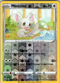 Minccino (145) 145/202 SWSH01: Sword & Shield Base Set Pokemon NM Reverse Holo - Image 1