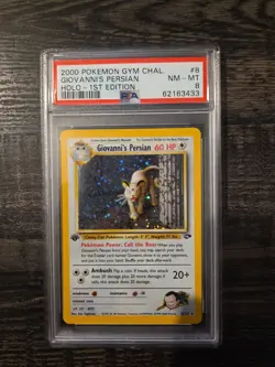 POKEMON GYM CHALLENGE GIOVANNI’S PERSIAN 1ST EDITION HOLO #8 PSA 8 - Image 1