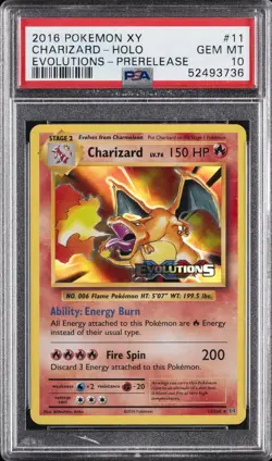 2016 POKEMON XY EVOLUTIONS PRERELEASE #11 CHARIZARD-HOLO PSA 10 - Image 1