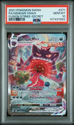 2021 POKEMON SWORD & SHIELD FUSION STRIKE SECRET FULL ART/GENGAR VMAX PSA 10 - Image 1