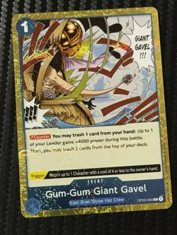 Gum-Gum Giant Gavel OP03-055 Jolly Roger Flag Holo Foil PRB English ONE PIECE - Image 1