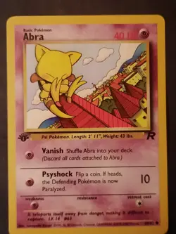 Pokemon Card Abra 49/82 Team Rocket-1st Edition Regular Oops LP - Image 1