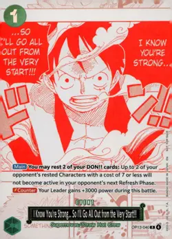 2023 Bandai One Piece Monkey D. Luffy OP03-040 Event Card - Image 1