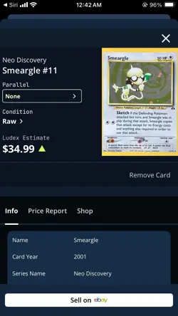 Pokemon TCG Neo Discovery Smeargle 11/75 Holo Unlimited Rare Card - Image 1