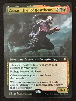 1x MTG Zagras, Thief of Heartbeats (Extended Art, Foil) - Zendikar Rising (ZNR) - Image 1