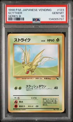 1998 POKEMON JPN VENDING SER III #123 SCYTHER PSA 10 - Image 1
